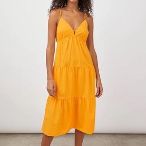 RAILS Orange Tiered Midi Dress